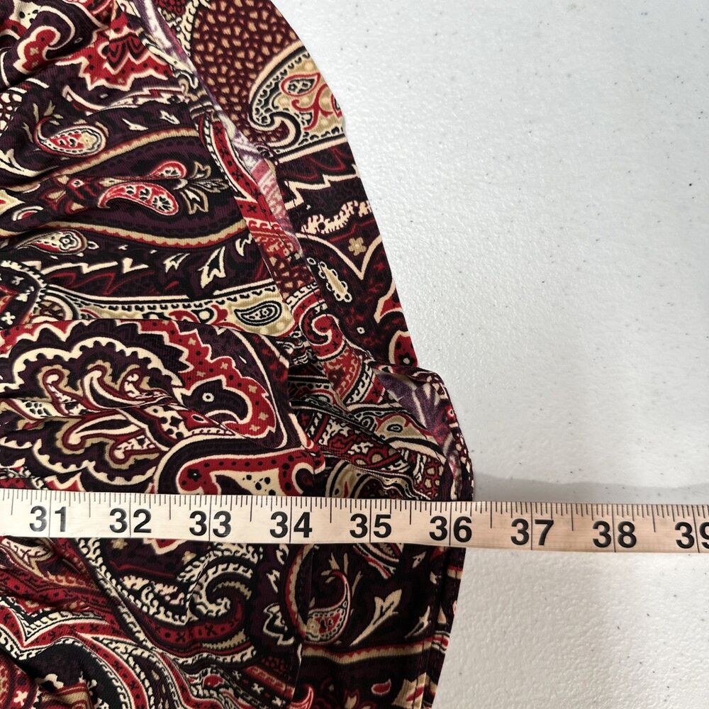 Tommy Hilfiger Dress 14 Jersey Knit Red Black Paisley Drop Waist Ruffle - Picture 9 of 9
